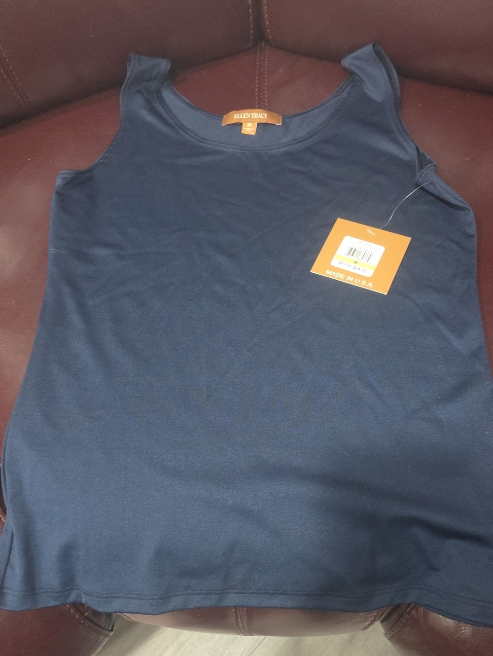 Ellen Tracy Navy Sleeveless Tank Top